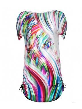 Milly Women's Multi-Color 100% Silk Shift Dress with Ruched Hem Size 4